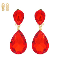 TEARDROP-CUT CRYSTAL CLIP-ON EARRINGS